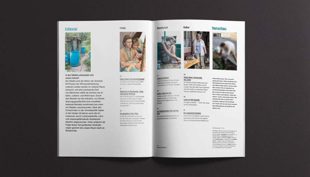Magazin «Mittwoch» Konzept und Gestaltung Doppelseite Innen Magazin «Mittwoch» Konzept und Gestaltung Doppelseite Innen